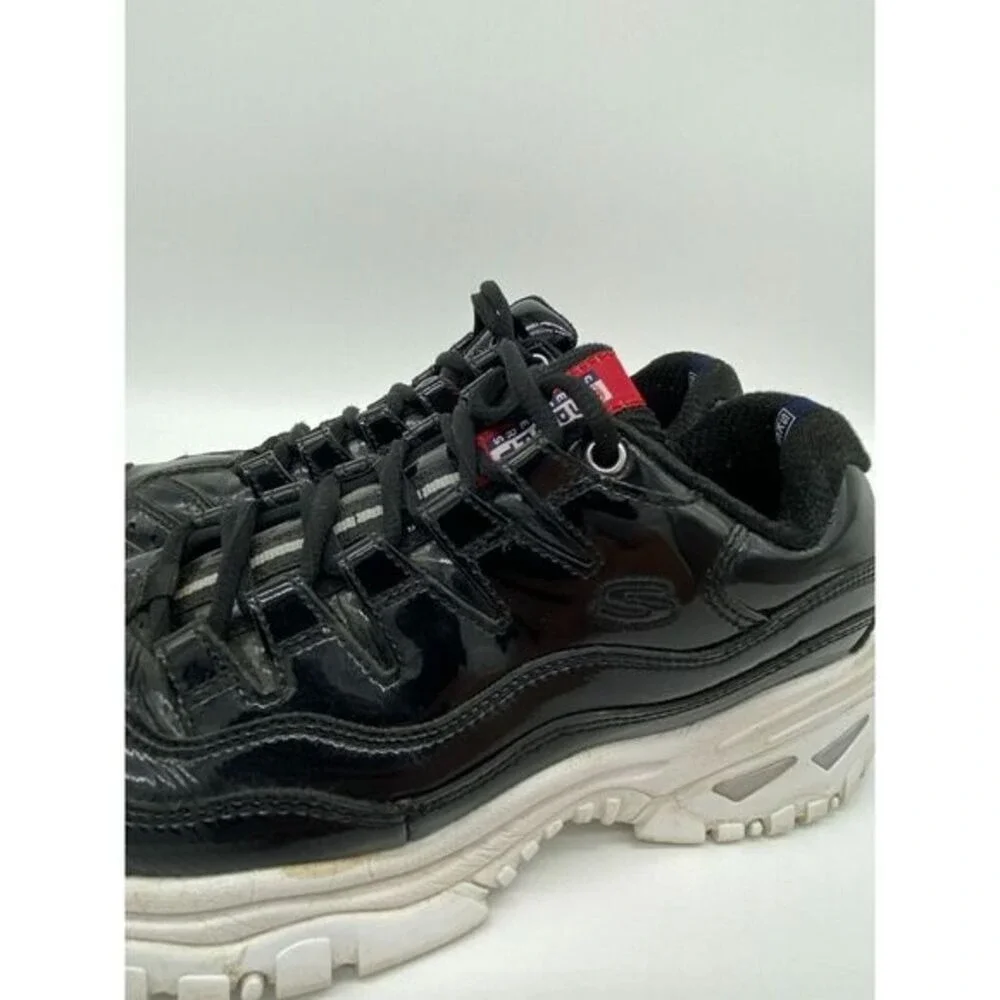 Skechers Shoes Womens 8.5 Black Leather Energy Thriller Knight Sneakers Ladies